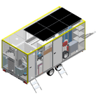 Abri de chantier roulant autonome aménagé isolé avec WC - 11 m² - 6/8 personnes