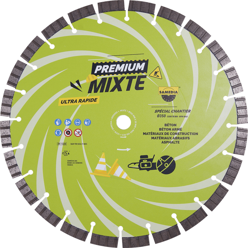 Disque Diamond Disque diamant SAMEDIA Premium Mixte™ D 350 mm - Al. 20 mm - Kiloutou
