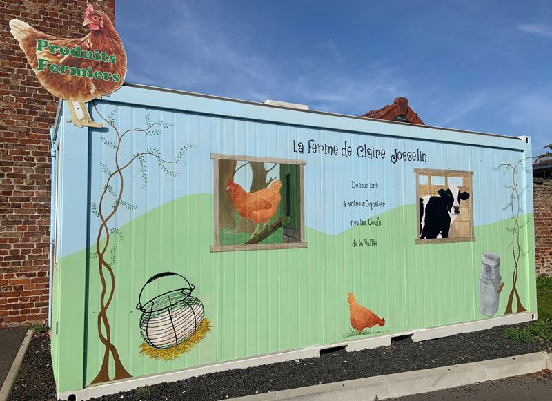 Bungalow modulaire utilisé comme distributeur alimentaire