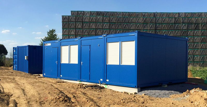 Déchetterie modulaire réalisée avec des bungalows de chantier