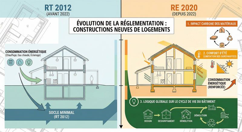 différence entre la RT2012 et la RE2020