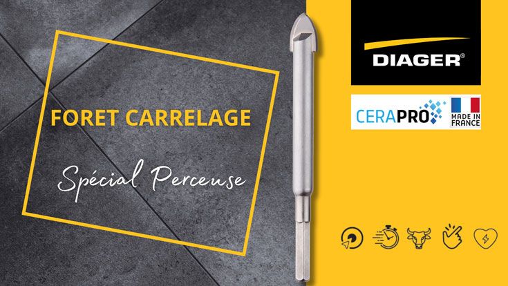 foret Cerapro perçage faïence, grès, tuile, verre