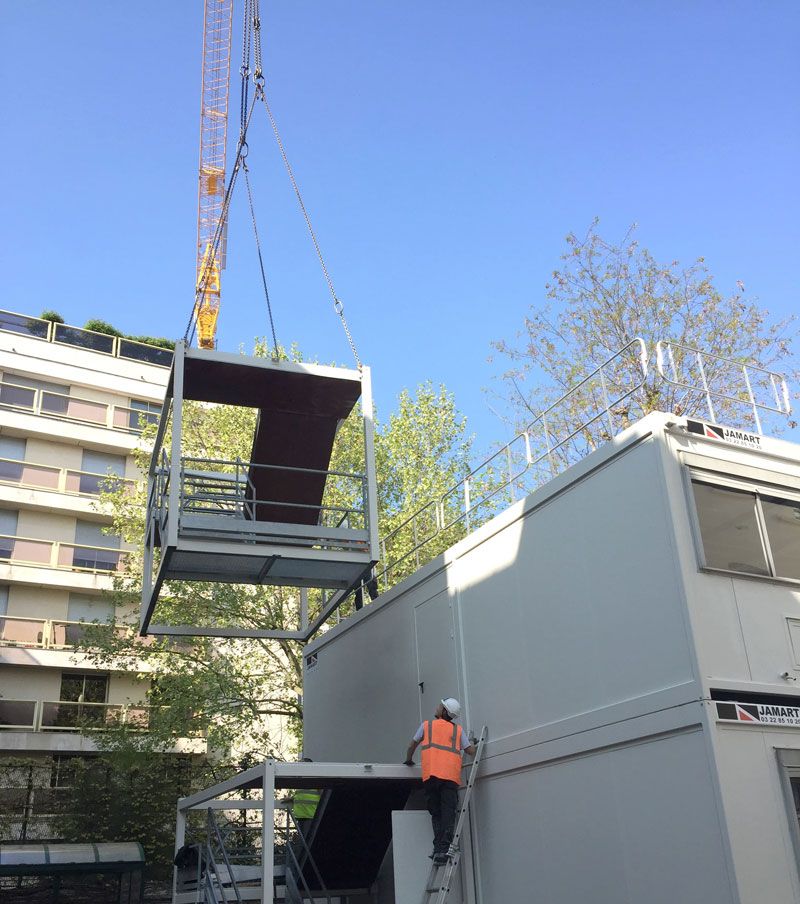Grutage bungalow de chantier