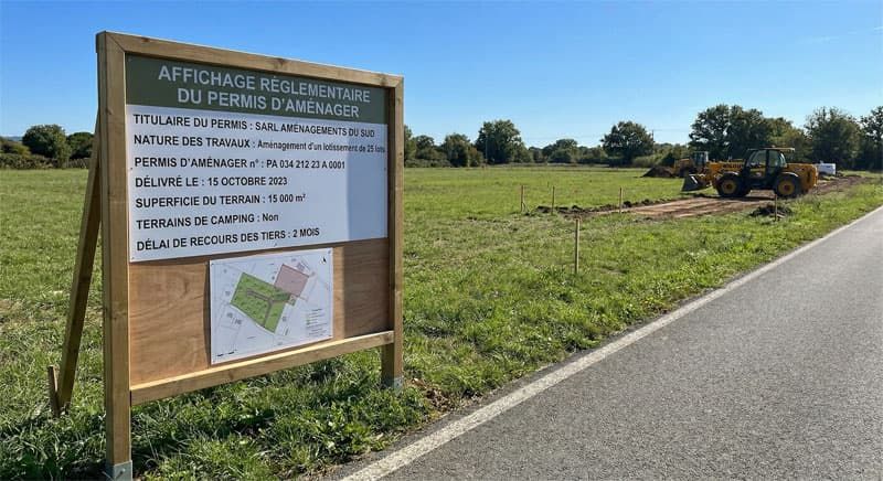 Panneau d'affichage permis d'aménager